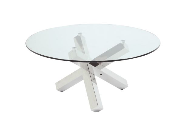 Chintaly Imports Contemporary 35" Round Cocktail Table in Polished Stainless Steel