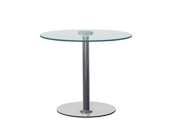 Chintaly Imports Contemporary Glass Top Lamp Table in Polished Stainless Steel