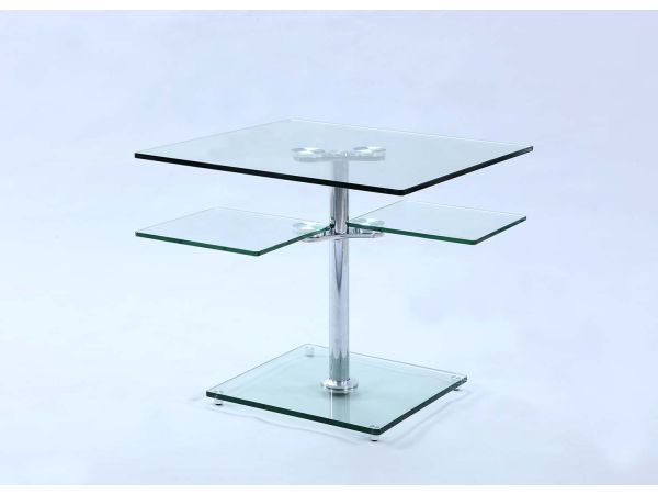 Chintaly Imports Contemporary Multi-Top Glass Lamp Table in Chrome