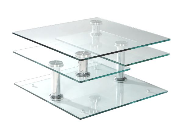 Chintaly Imports Contemporary Multi-Top Motion Glass Cocktail Table in Chrome