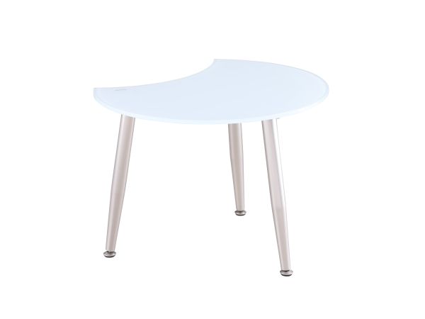 Chintaly Imports Contemporary Shaped-Top Glass Cocktail Table in White