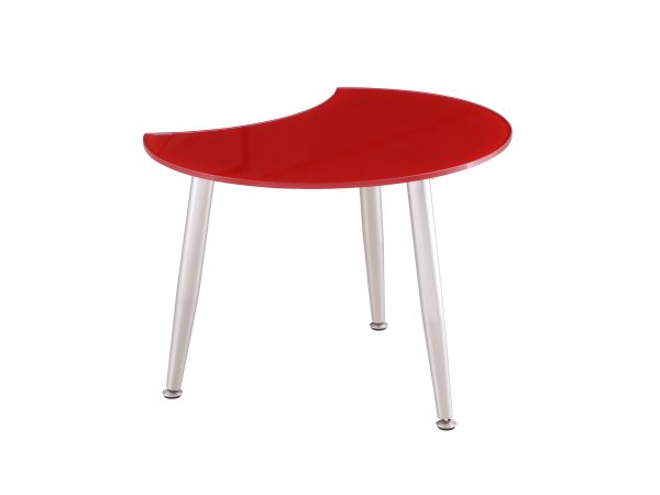 Chintaly Imports Contemporary Shaped-Top Glass Cocktail Table in Red