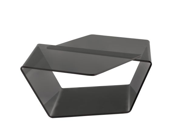 Chintaly Imports Contemporary Tinted Bent Glass Cocktail Table in Smoked Glass