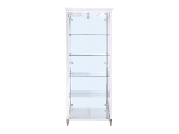 Chintaly Imports Contemporary Glass Curio w/ Wine & Stemware Racks in Stainless Steel