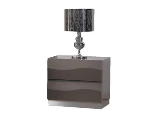 Chintaly Imports Delhi Contemporary High Gloss 2-Drawer Nightstand in Gloss Gray