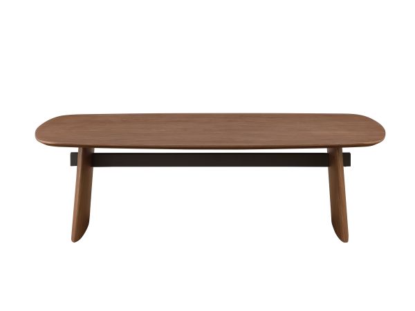 Chintaly Imports Eden 28"x 51" All-wood Cocktail Table in Walnut Veneer / Matte Black