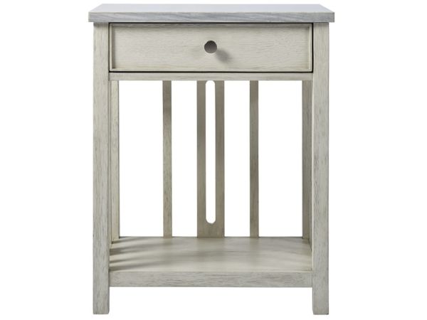 Escape Bedside Table with Stone Top in Sandbar