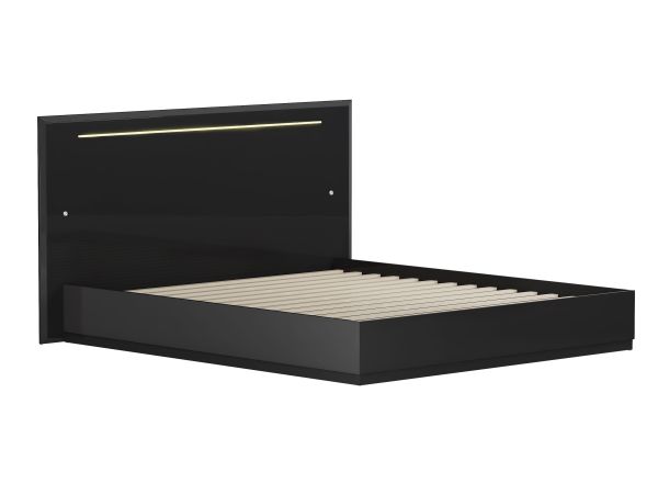 Chintaly Imports Florence Modern Gloss Black Bed w/ LED Lighting in Gloss Black