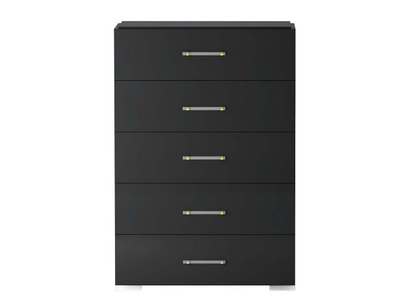 Chintaly Imports Florence Modern 5-Drawer Gloss Black Bedroom Chest in Gloss Black