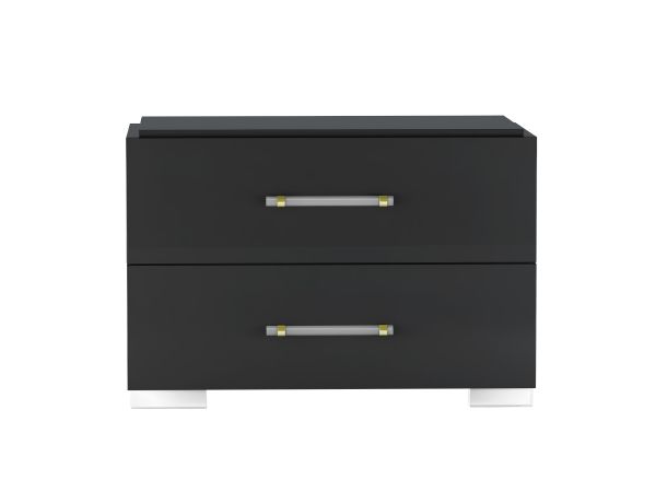Chintaly Imports Florence Modern 2-Drawer Gloss Black Night Stand in Gloss Black