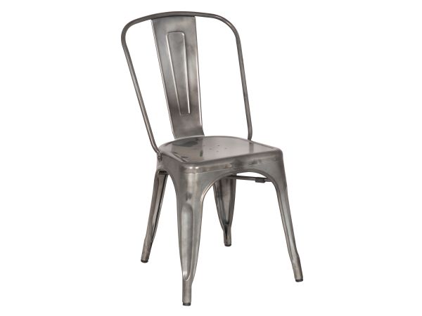 Chintaly Imports Galvanized Steel Side Chair in Gun Metal