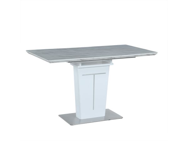 Chintaly Imports Gwen Contemporary Extendable Melamine Counter Table in Brush Stainless
