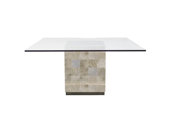 Bernhardt Interiors Trimbelle Suqare Dining Table in White Onyx
