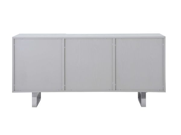 Chintaly Imports Kendall Contemporary Buffet w/ Steel Legs & Seashell Veneer Accents in PearlGray