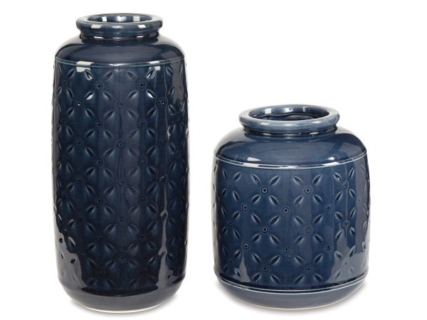 Ashley Furniture Marenda Vase (Set of 2) in Navy Blue
