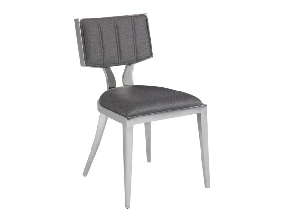 Chintaly Imports Mavis Contemporary Floating-Back Side Chair w/ Fabric Upholstery in Gray