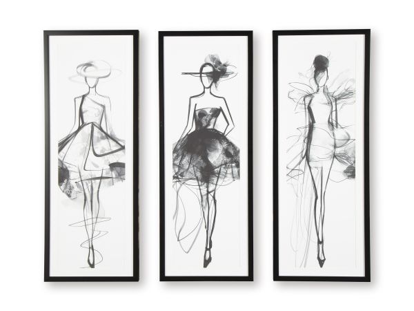 Ashley Furniture Mckerrick Wall Art Set (Set of 3) in Black/White