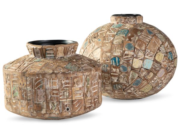 Ashley Furniture Meltland Vase Round in Natural/Black