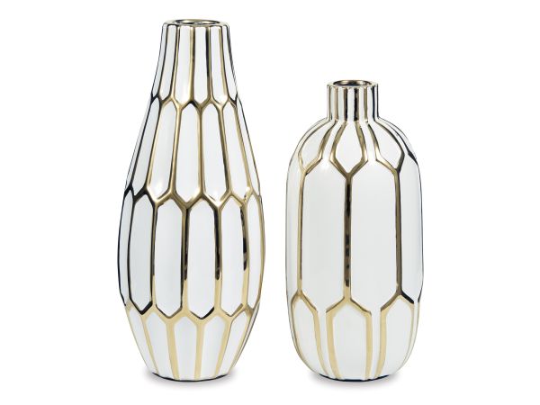 Ashley Furniture Mohsen Vase (Set of 2) in Gold/White