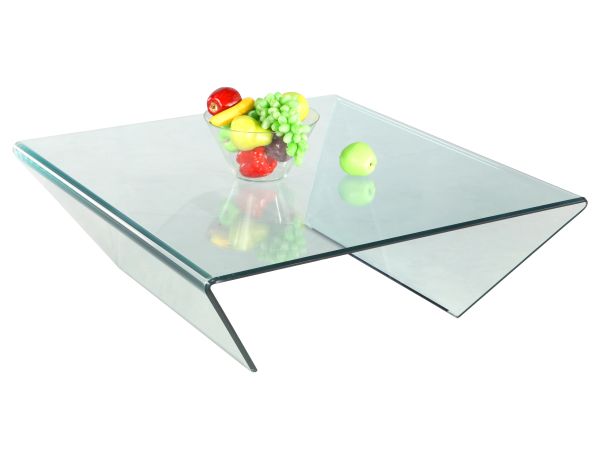 Chintaly Imports 39" x 41" Square Bent Glass Cocktail Table in Clear