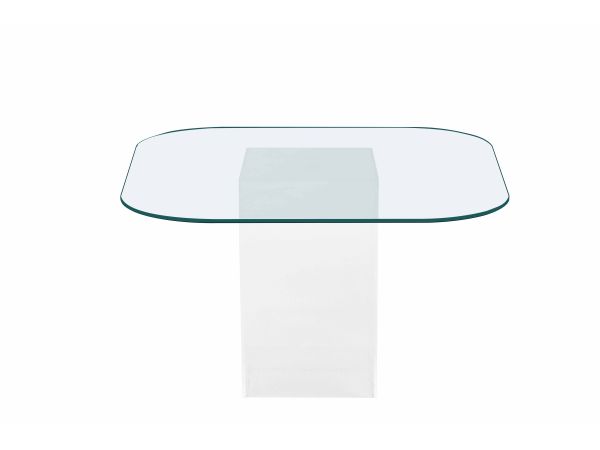 Chintaly Imports Valerie Contemporary Dining Table w/ Surfboard Glass Top in Clear