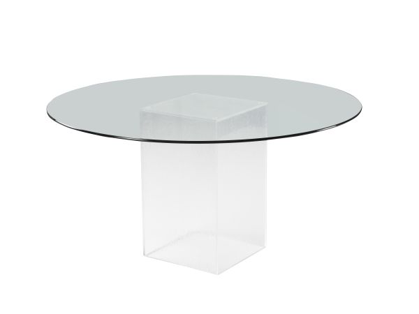 Chintaly Imports Valerie Contemporary Round Tempered Glass Dining Table in Clear
