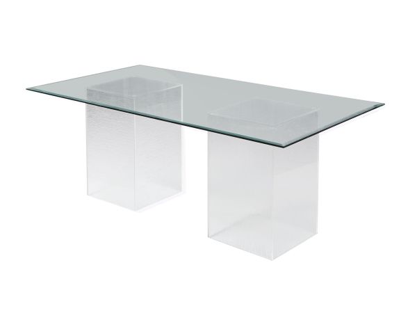Chintaly Imports Valerie Contemporary 84" Rectangular Glass Dining Table in Clear