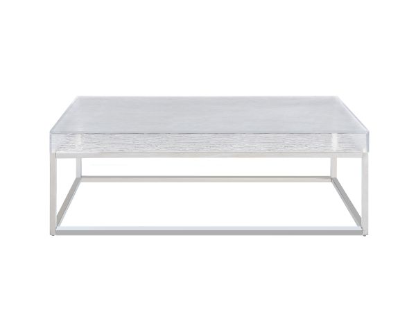 Chintaly Imports Valerie Contemporary Cocktail Table w/ Acrylic Top & Steel Frame in Polished Stainless Steel