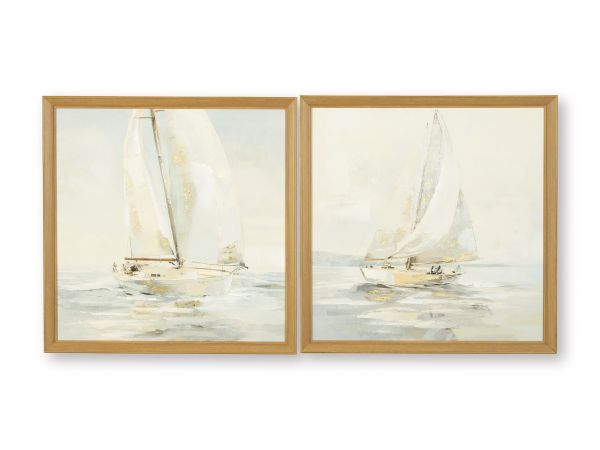 Ashley Furniture Winbrook Wall Art Set (Set of 2) in Gray/Tan/Gold